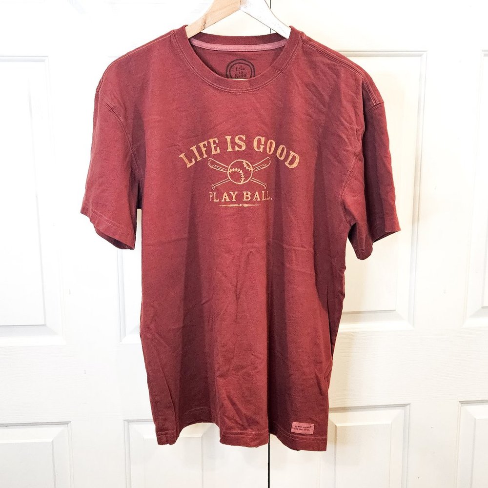 Life is Good Play Ball Baseball Mens Crusher Tee Classic Fit Size M 100% Cotton